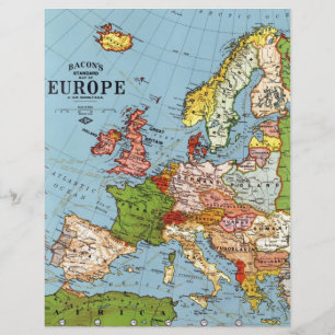 Lámina Mapa general del siglo XX de la Vieja Europa