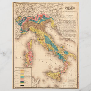 Lámina Mapa geológico de Italia, por H. de Collegno (1844