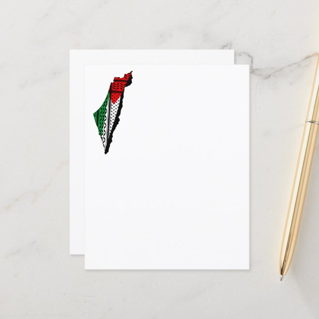 Lámina Mapa palestino con bandera y patrón de Keffiyeg (Anverso/Reverso In Situ)