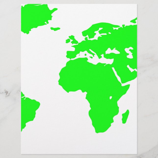 Lámina Mapa Verde del Mundo Blanco (Anverso)