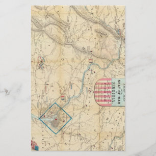 Lámina Mapa vintage de la guerra civil de Virginia del No