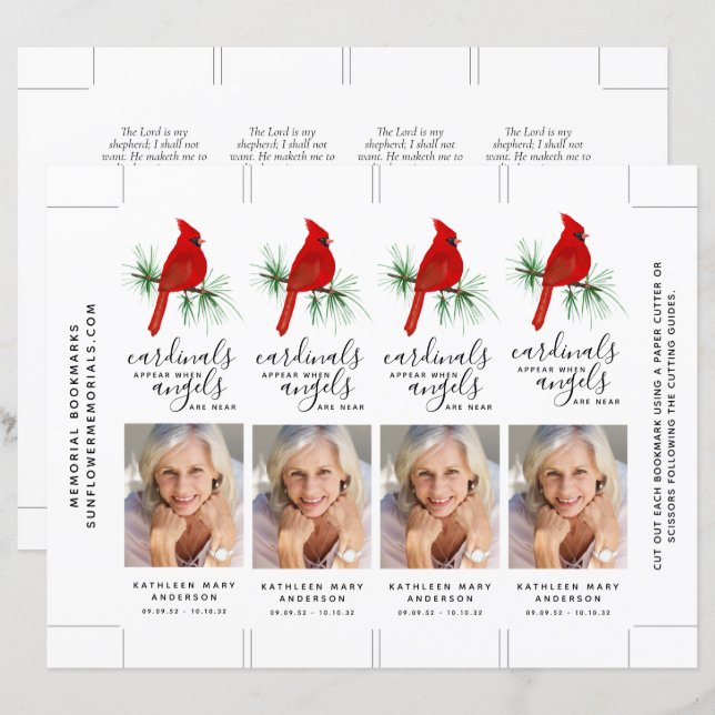 Lámina Marcador conmemorativo del cardenal rojo (Anverso / Reverso)