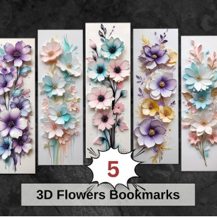 Lámina Marcadores de DIY florales de flores en 3D Bonitos