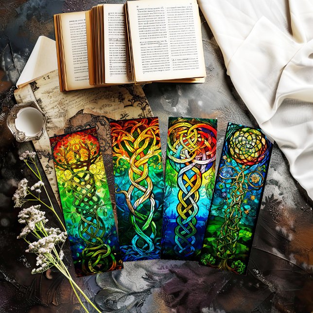 Lámina Marcadores irlandeses, marcadores de árbol celta s (colorful tree of life bookmarks you cut out - great gift idea that looks like you handmade them)