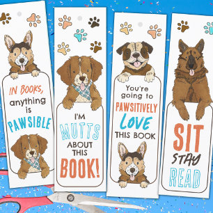 Lámina Marcapáginas DIY con divertidos perritos para niño