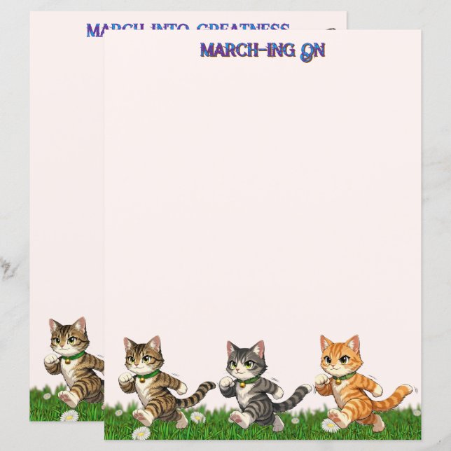 Lámina Marching Cats Stationery (Anverso / Reverso)