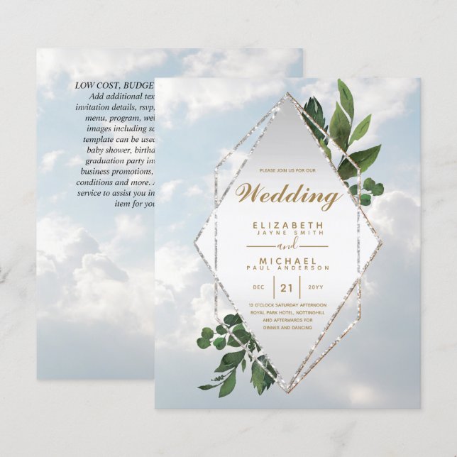 Lámina Marco de verde para las invitaciones a la boda del (Anverso / Reverso)