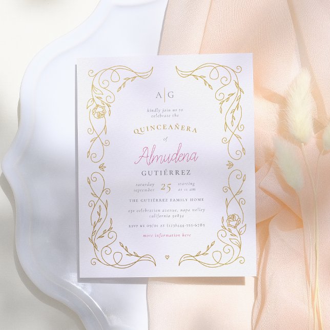 Lámina Marco floral de oro de presupuesto elegante foto d (Subido por el creador)