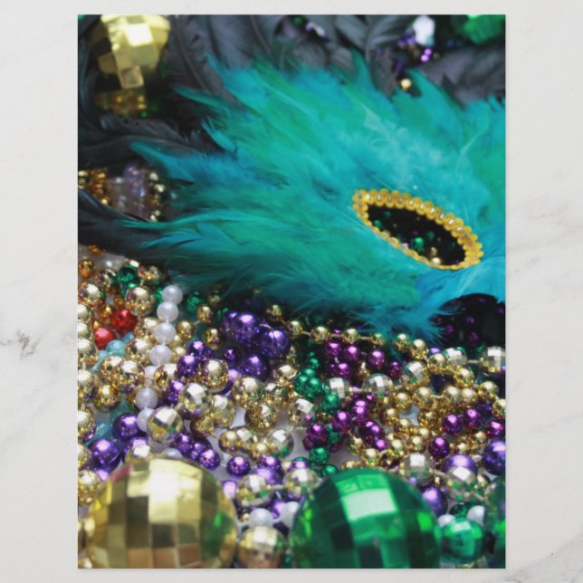 Lámina Mardi Gras Beads & Green Feather Mask (Anverso)