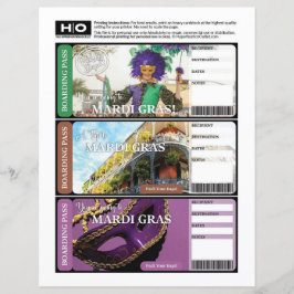 Lámina Mardi Gras Mock Ticket para viajes y eventos