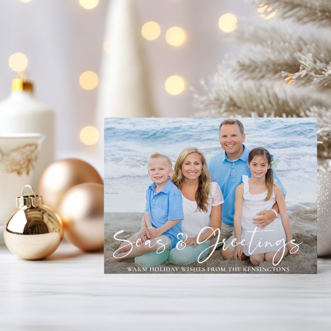 Lámina Mares de presupuesto y saludos Foto navideña (Budget Seas and Greetings Nautical Holiday Photo Card)