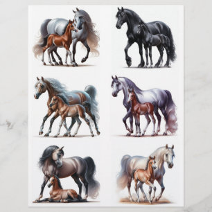 Lámina Mares & Fotogramas ・ Watercolor Horse Fussy Recort