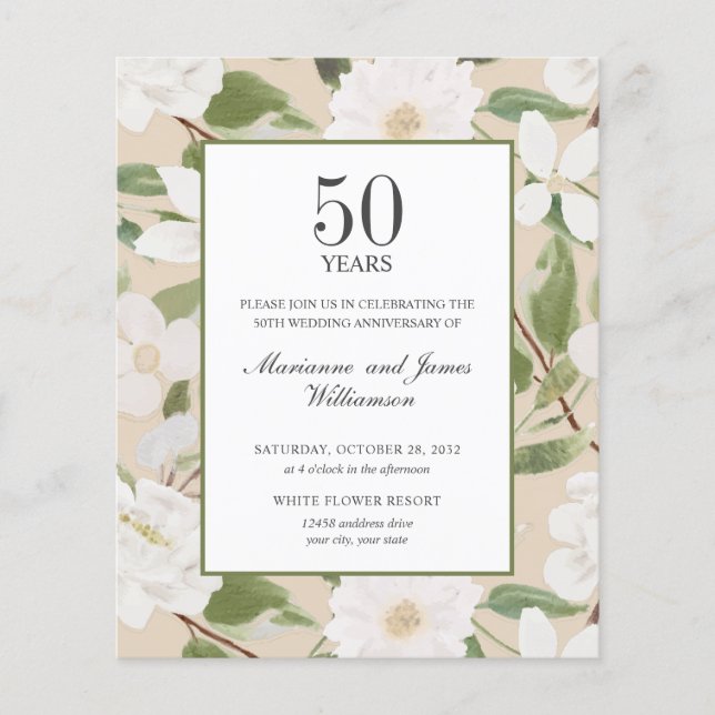 Lámina Marfil de flores blancas para el 50 aniversario de (Anverso)