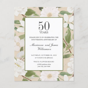 Lámina Marfil de flores blancas para el 50 aniversario de
