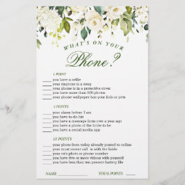 Lámina Marfil White Floral Watercolor Bridal Shower Game