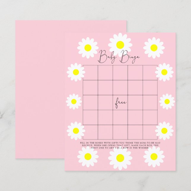 Lámina Margaritas - Juego de bingo para baby shower (Anverso / Reverso)
