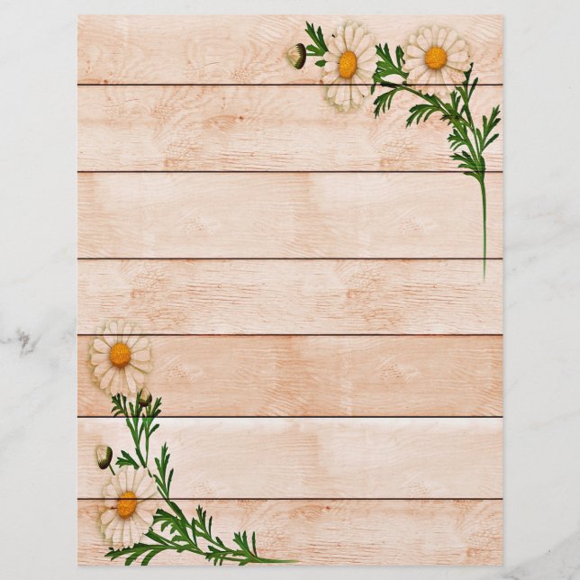 Lámina Margaritas vintage sobre madera (Anverso)