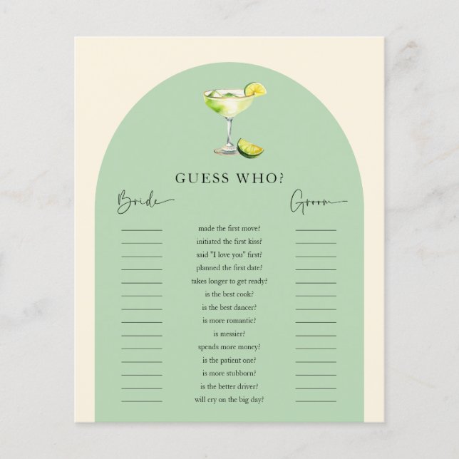 Lámina Margs and Matrimony Bridal Shower adivina quién ju (Anverso)