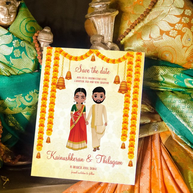 Lámina Marigold garlands bells Tamil Telugu salva la fech (Subido por el creador)