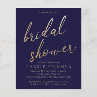 Lámina Marina y oro elegantes de presupuesto | Ducha de n