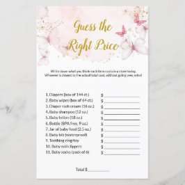 Lámina Mariposa Adivinar el precio adecuado de los juegos