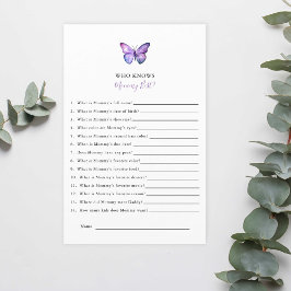 Lámina Mariposa Baby Shower que conoce a mi mejor juego