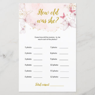 Lámina Mariposa ¿Cuántos años tenía? juego de Baby Shower