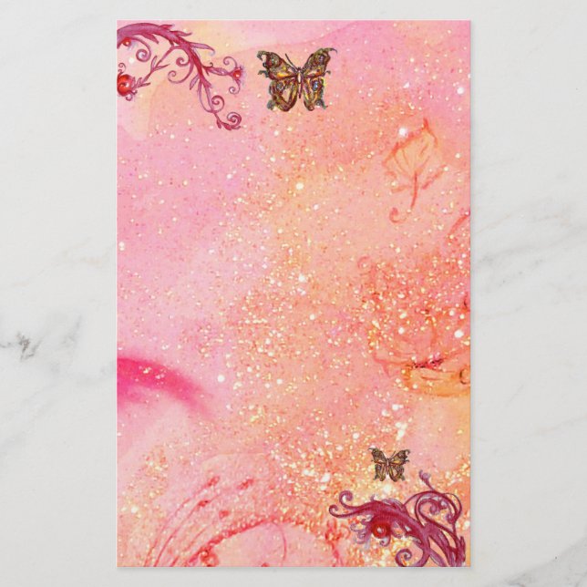 Lámina MARIPOSA EN BRILLOS 2, rojo rosa (Anverso)