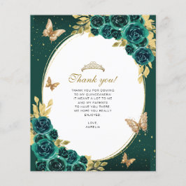 Lámina Mariposa Floral de oro Esmeralda Quinceañera Foto