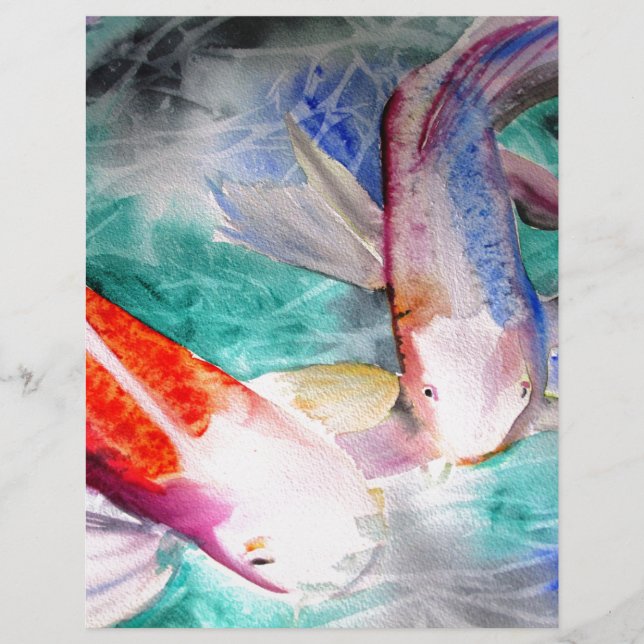 Lámina Mariposa Koi acuarela Arte de pescado japonés (Anverso)