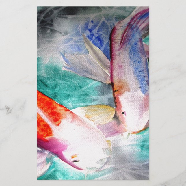 Lámina Mariposa Koi acuarela Arte de pescado japonés (Anverso)