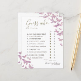 Lámina Mariposa morada Boho Ducha de novia adivina quién 