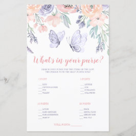 Lámina Mariposa morada rosada floral qué hay en tu bolso