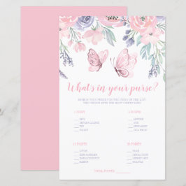 Lámina Mariposa morada rosada floral qué hay en tu bolso