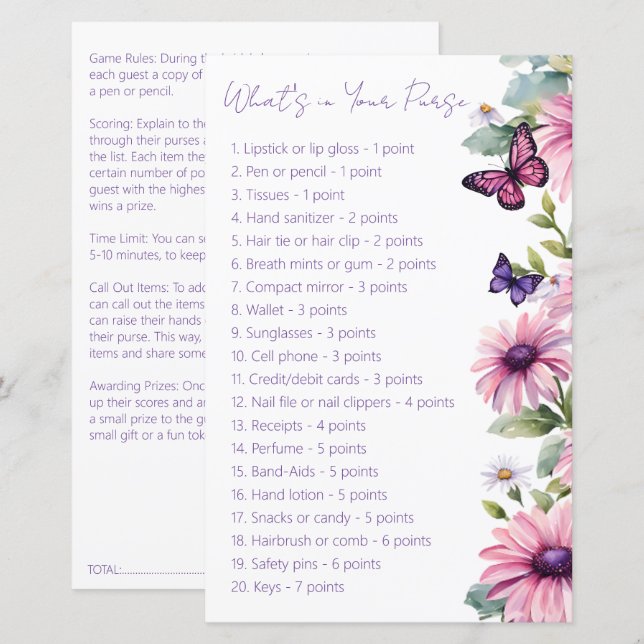 Lámina Mariposa novia ducha lo que hay en tu bolso (Anverso / Reverso)