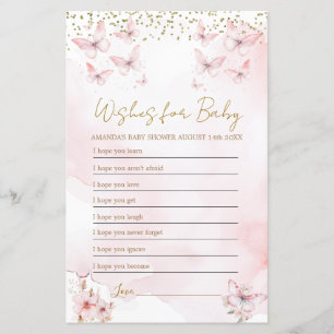 Lámina Mariposa rosa Baby Shower quiere un juego para beb
