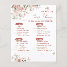 Lámina Mariposa rosa ¿Qué hay en tu teléfono Baby Shower?