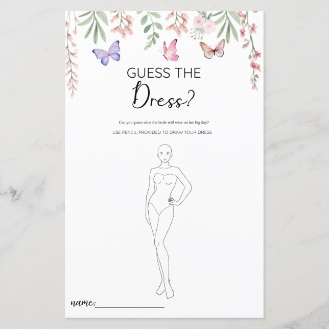 Lámina Mariposas adivinan el juego de la ducha de la novi (Anverso)