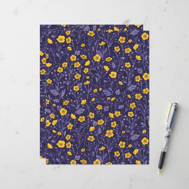 Lámina Mariposas, amarillas y violetas (Anverso/Reverso In Situ)