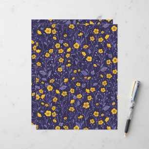 Lámina Mariposas, amarillas y violetas