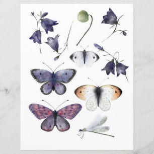 Lámina Mariposas de acuarela para recortar y collage