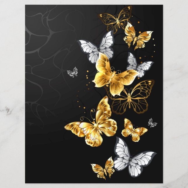 Lámina Mariposas doradas y blancas (Anverso)