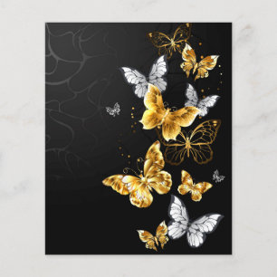 Lámina Mariposas doradas y blancas
