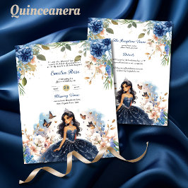 Lámina Mariposas Florales de la Marina Azul Quinceanera