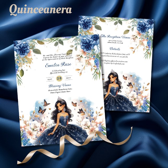 Lámina Mariposas Florales de la Marina Azul Quinceanera (Subido por el creador)