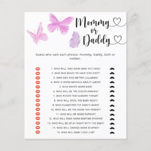 Lámina Mariposas - juego de ducha de bebé para mamá o pap