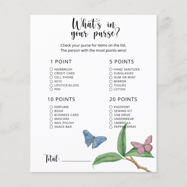 Lámina Mariposas - ¿Qué hay en tu bolso? (Anverso)