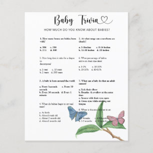 Lámina Mariposas - Trivia de Bebé Juego de Baby Shower