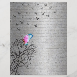 Lámina Mariposas y caligrafía