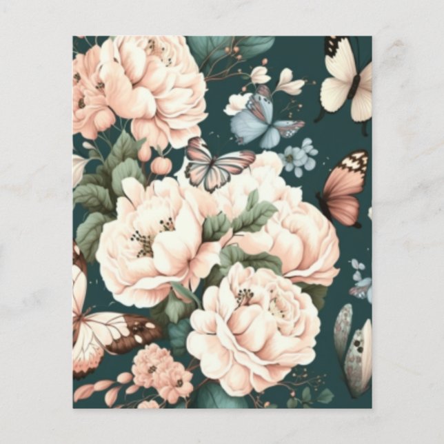 Lámina Mariposas y flores (Anverso)